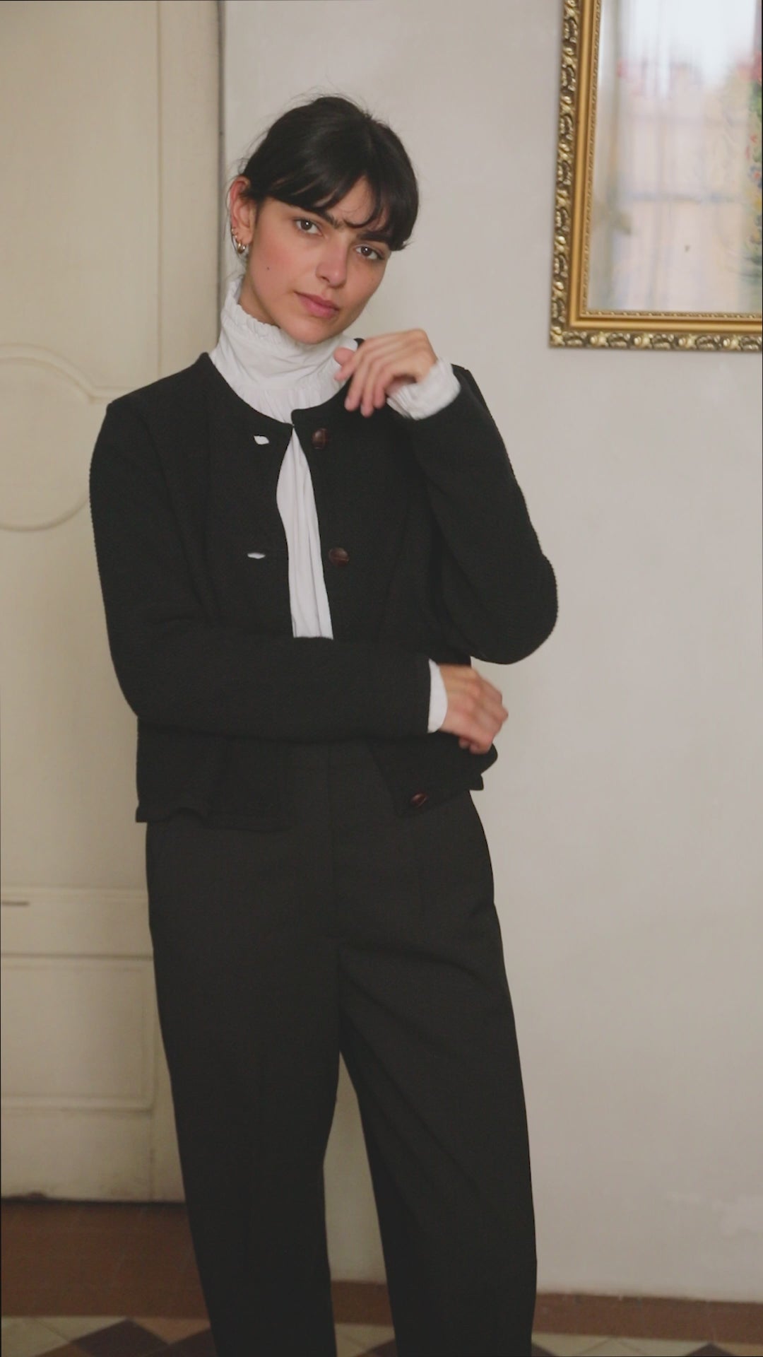 EMILIE Short Jacket in Organic Cotton - Black | L'Envers