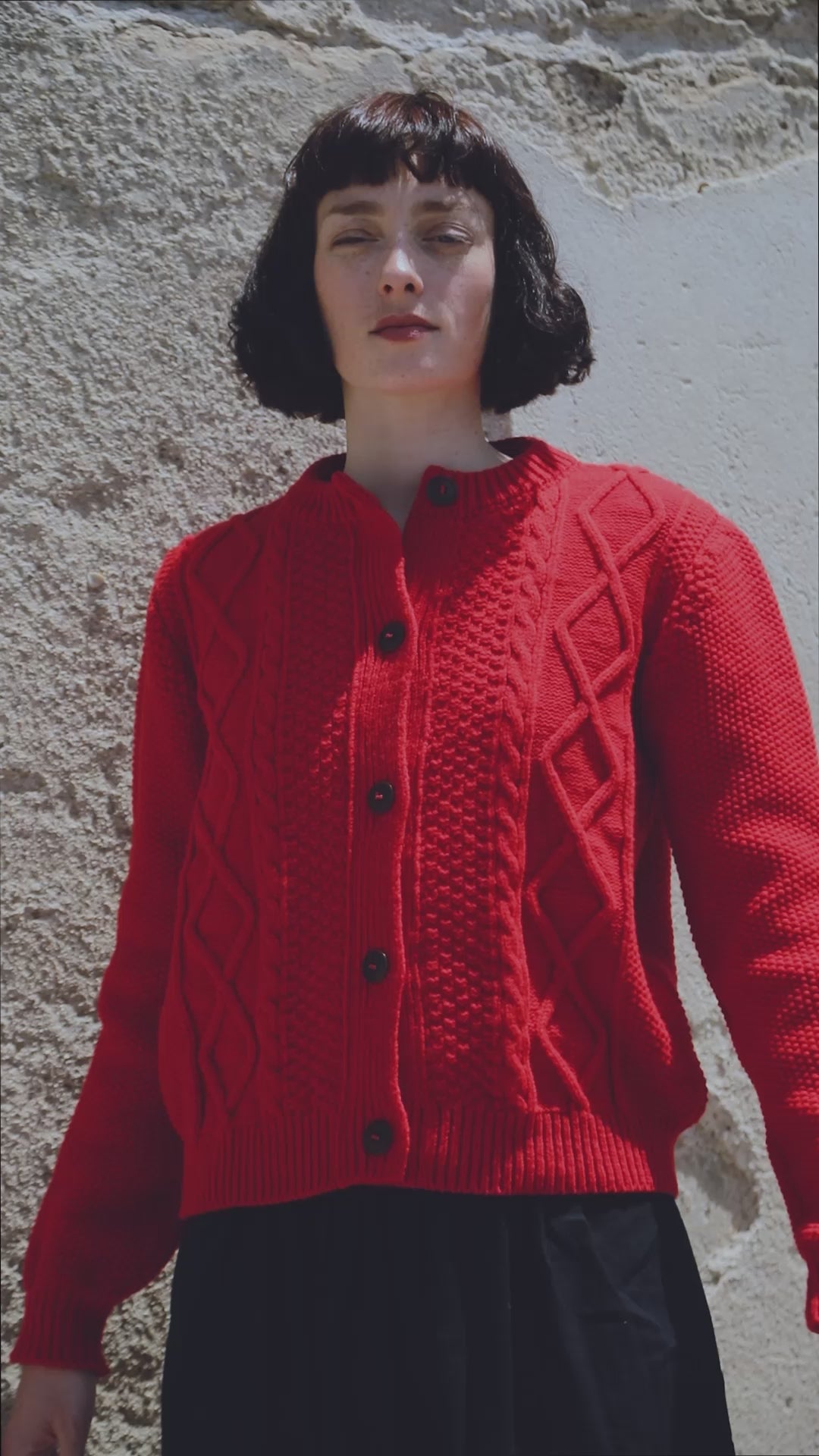 SONIA Cardigan in Red - 100% Cruelty Free Merino Wool | L'Envers