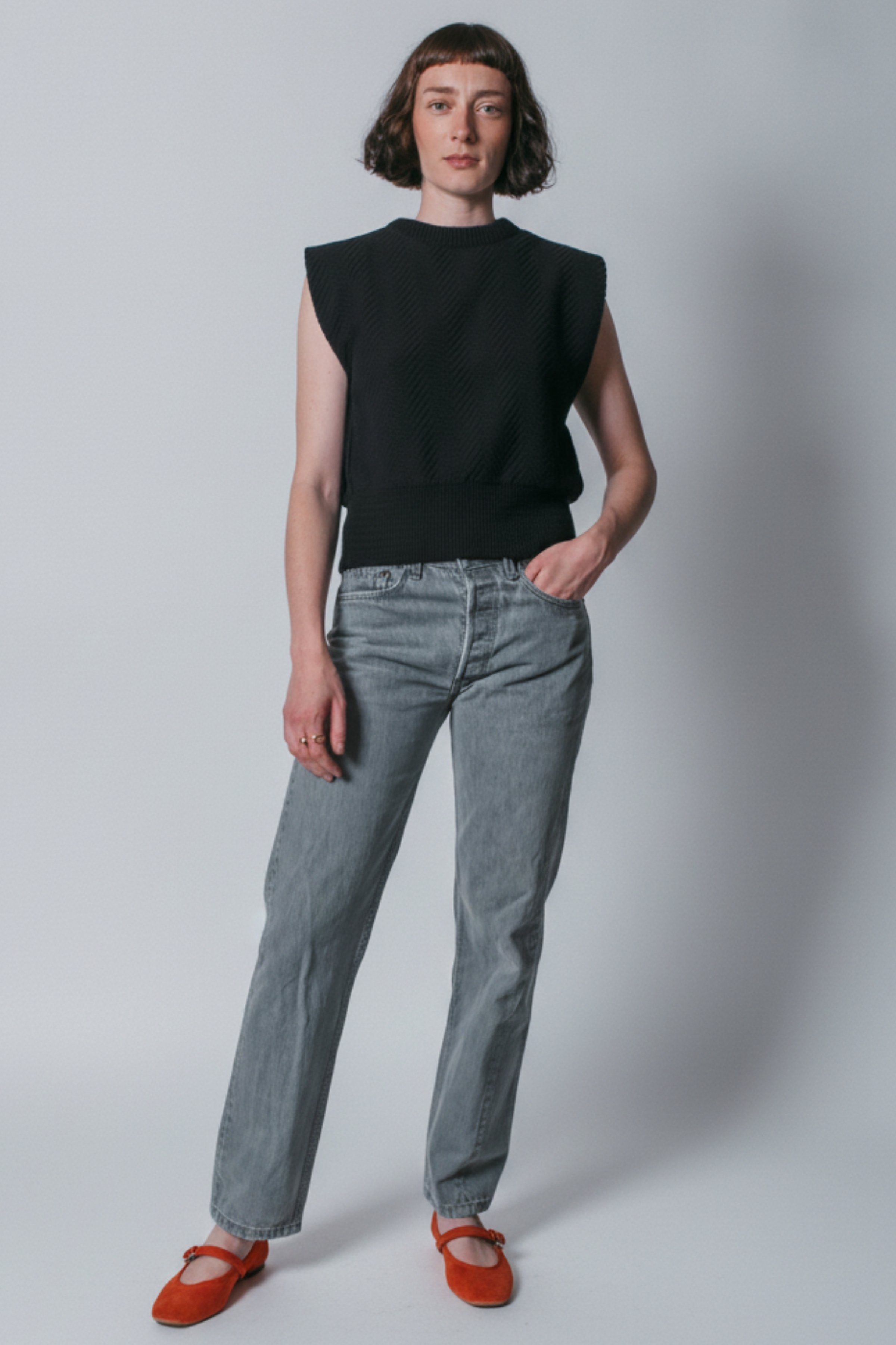 VALENTINE Top sans manches en coton biologique - Noir