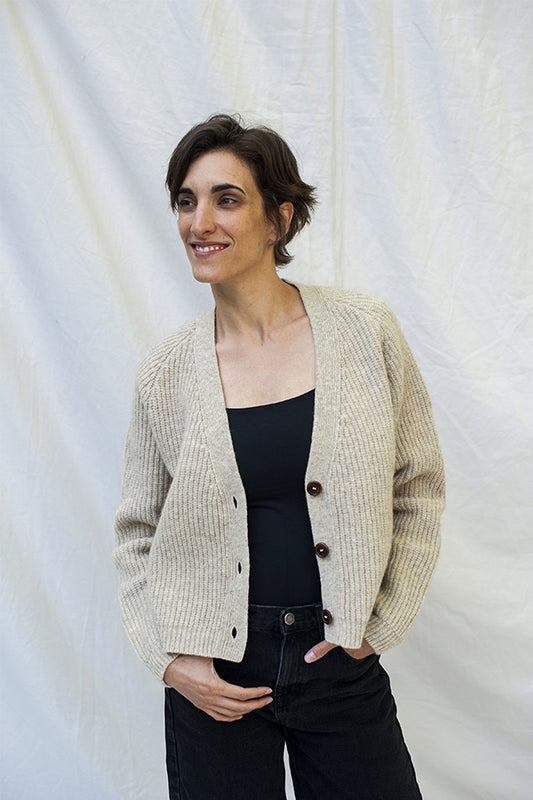 L'Envers - Anna Spanish Wool Cardigan - Non Mulesed Certificated - Color Beige - Front Picture