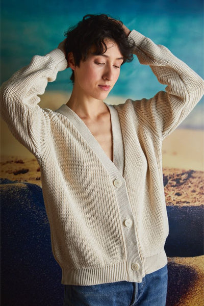 ANNA Cardigan in Off White - 100% Organic Cotton - L'Envers