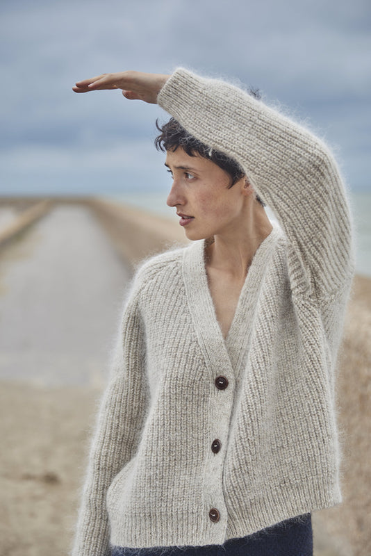 L'Envers - Anna Cruelty Free Wool Beige Cardigan - RWS certificated and IWTO standards