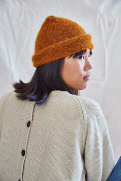 Super Soft Mohair Beanie - Versatile Beanie in Amber - RWS Mohair Wool - L'Envers