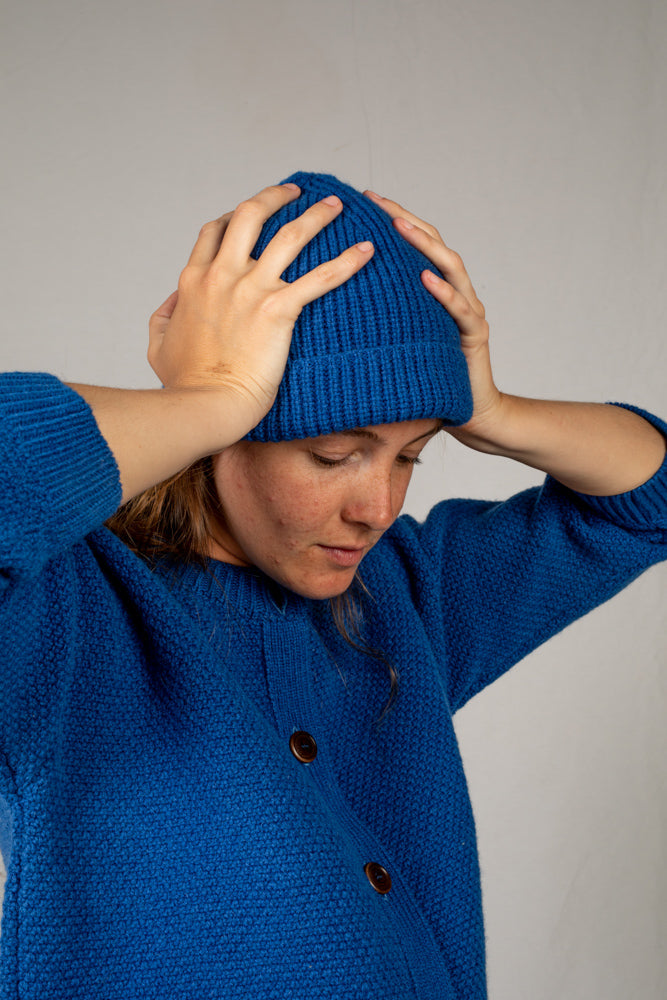 PAUL Wool Sailor Beanie in Klent Blue - 100% Spanish Merino Wool - Museling Free Certificated - L'Envers