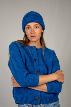 PAUL Klent Blue Wool Beanie - 100% Spanish Merino Wool - Museling Free Certificated - L'Envers