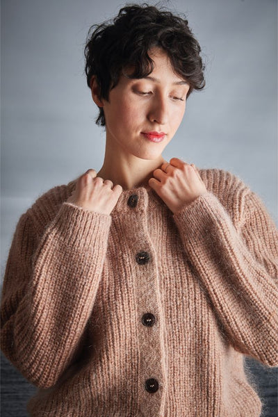 CHARLOTTE Round-Neck Cardigan in Merino-Mohair Wool