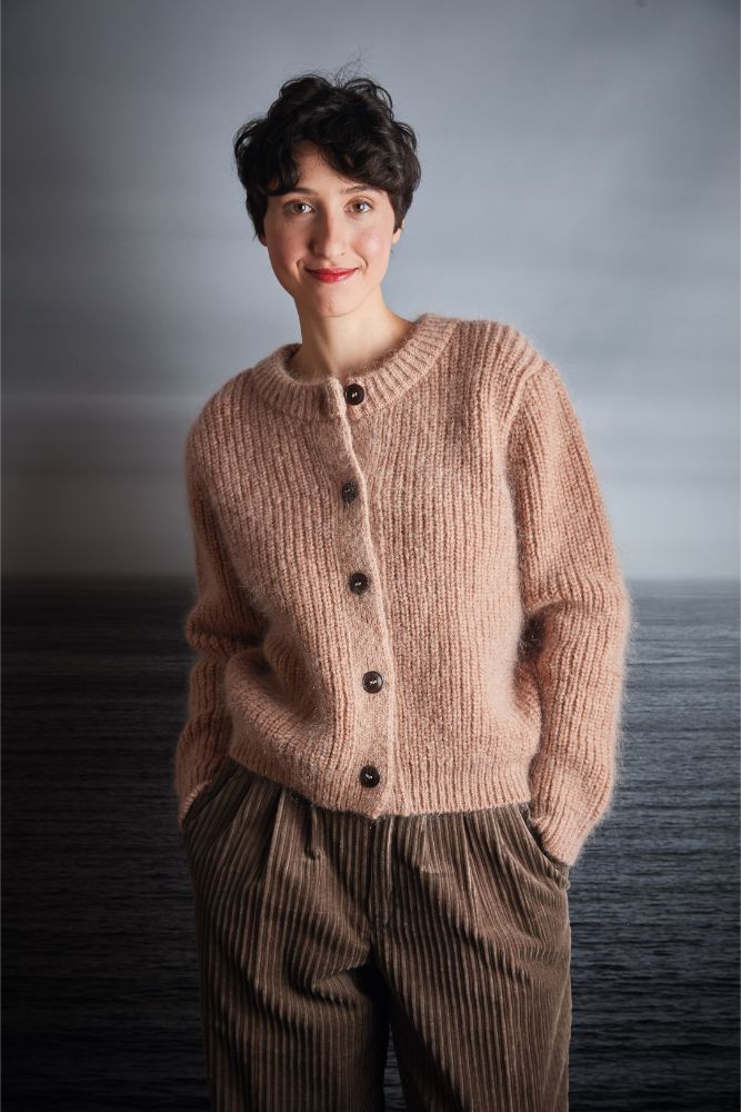 CHARLOTTE Round-Neck Cardigan in Merino-Mohair Wool - Light Pink - 100% cruelty-free, sustainable knitwear - L'envers