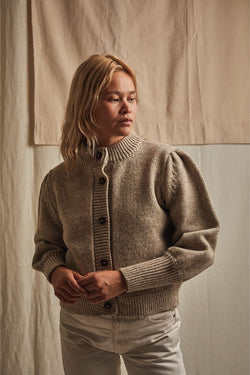 L'ENVERS x SIXSOEURS / FRANÇOISE Puff-Sleeves Cardigan in Merino Wool