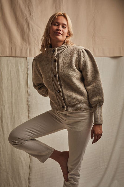 L'ENVERS x SIXSOEURS / FRANÇOISE Puff-Sleeves Cardigan in Merino Wool