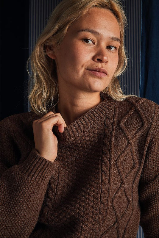 Brown Cable Knit Sweater