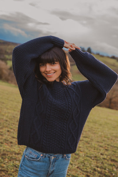 Mercedes Knit Fur Sweater in Grey