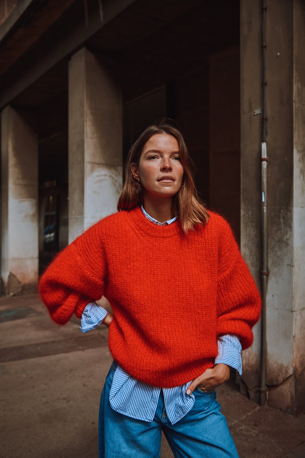 LUCIE Pull chauve souris en rouge Mohair Laine sans cruaute L Envers