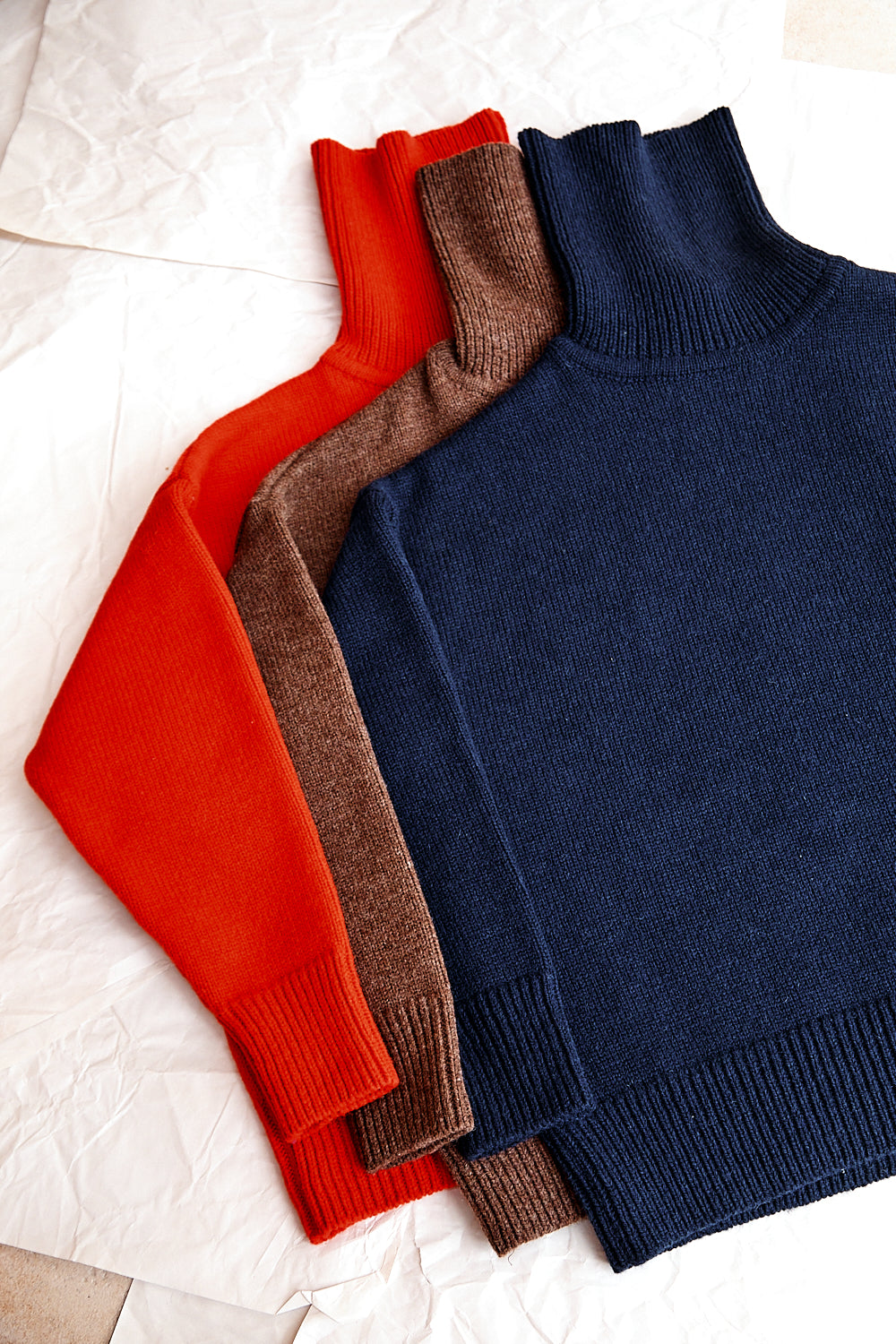 THERESE Pull à col roulé en laine mérinos - Bleu marine