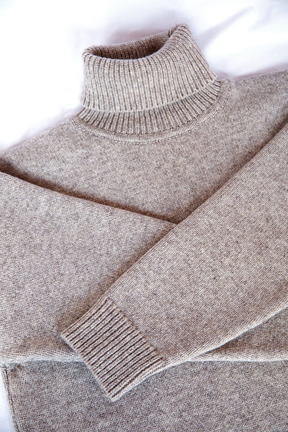 THERESE Pull à col roulé en laine mérinos - Beige