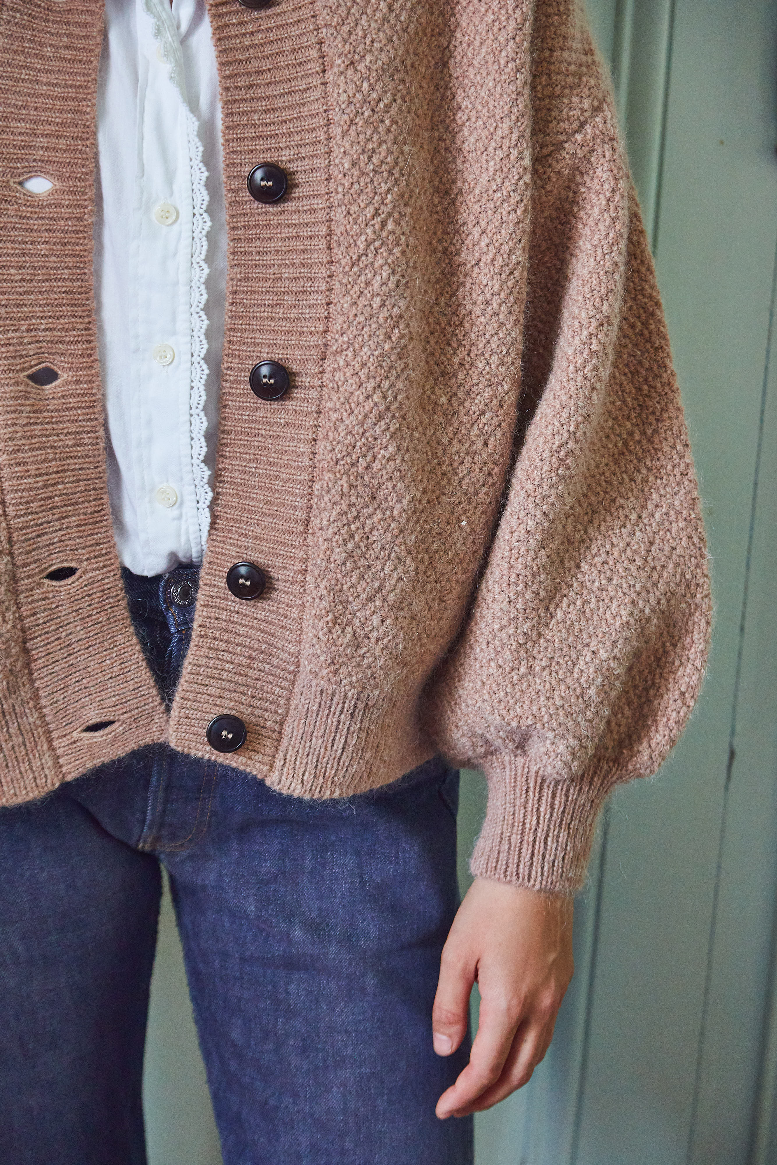  Veste en laine GEORGE - 100% Laine mérinos sans cruauté en rose clair - Veste en laine mérinos espagnole - L'Envers