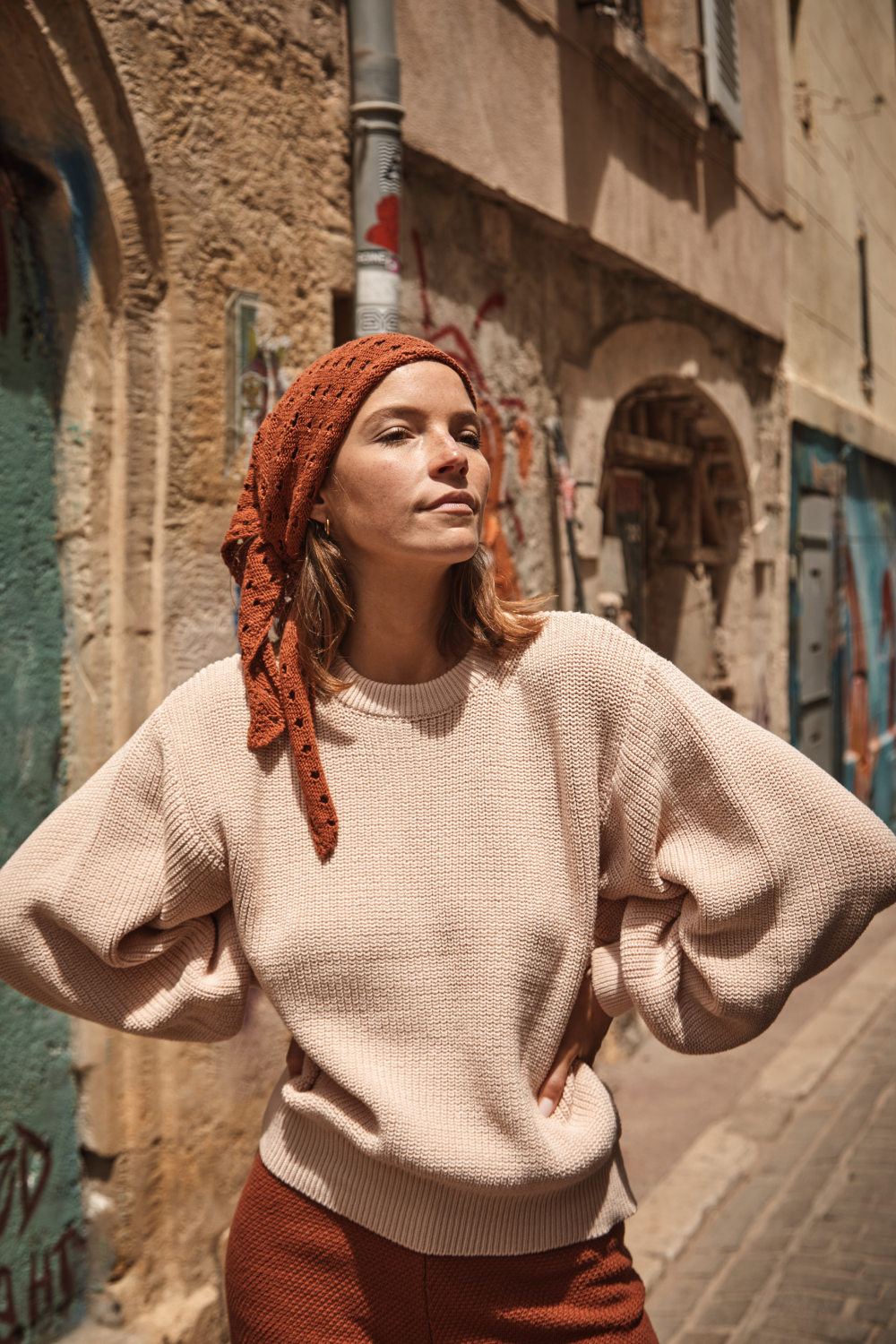 JASMINE Bandana Écharpe en coton biologique - Terracotta