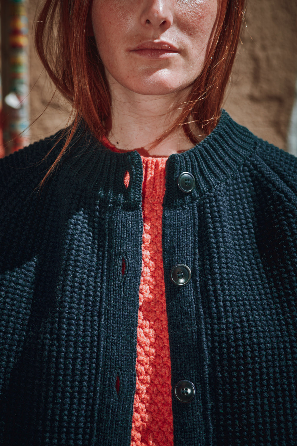 AGATHE Veste longue en laine mérinos - Bleu marine