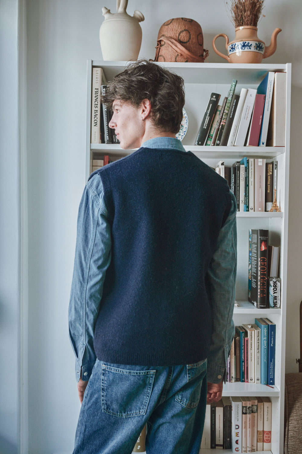 ALBERTO Gilet sans manches pour homme en laine bouillie - Bleu marine Blue