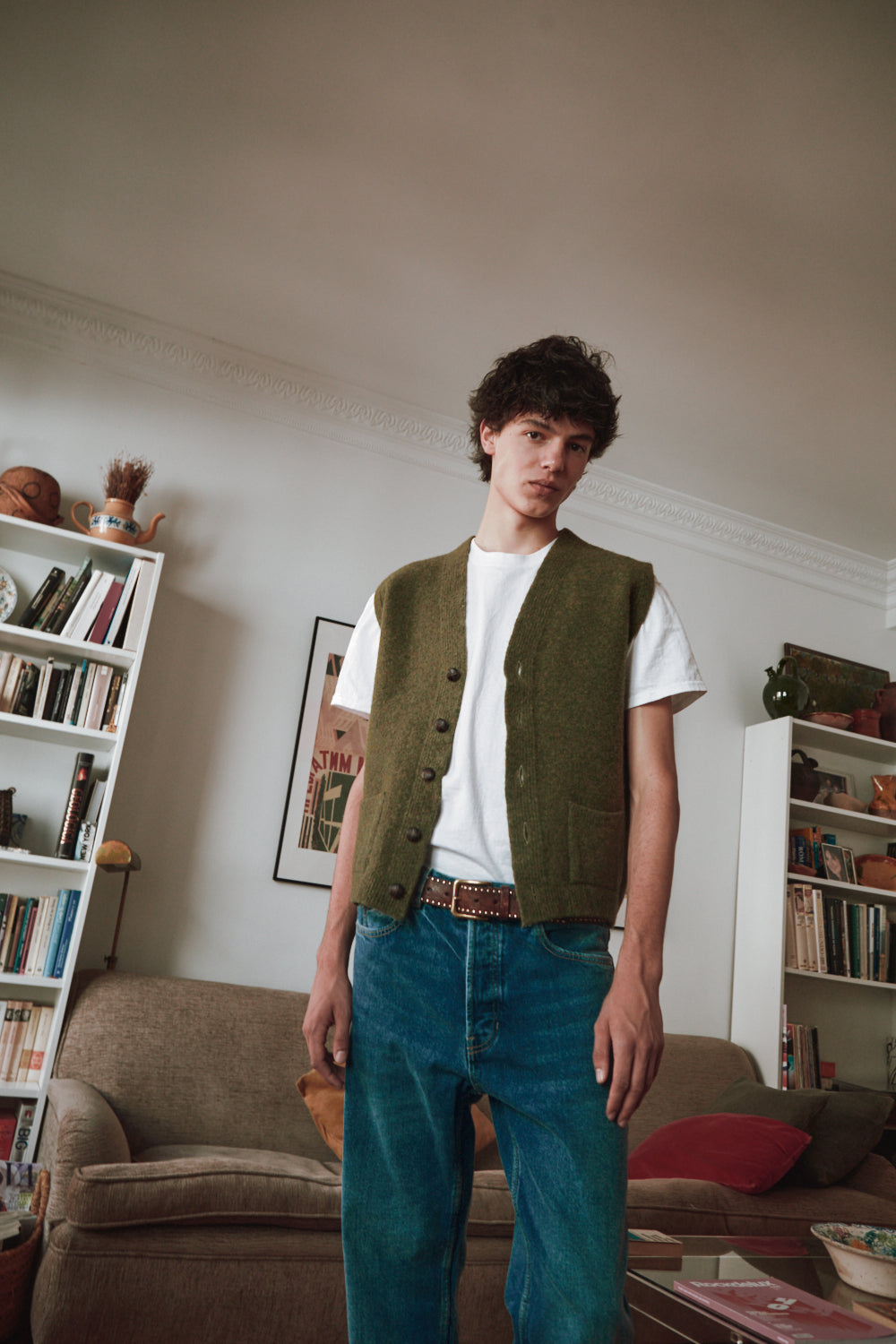 ALBERTO Gilet sans manches pour homme en laine bouillie - Vert olive