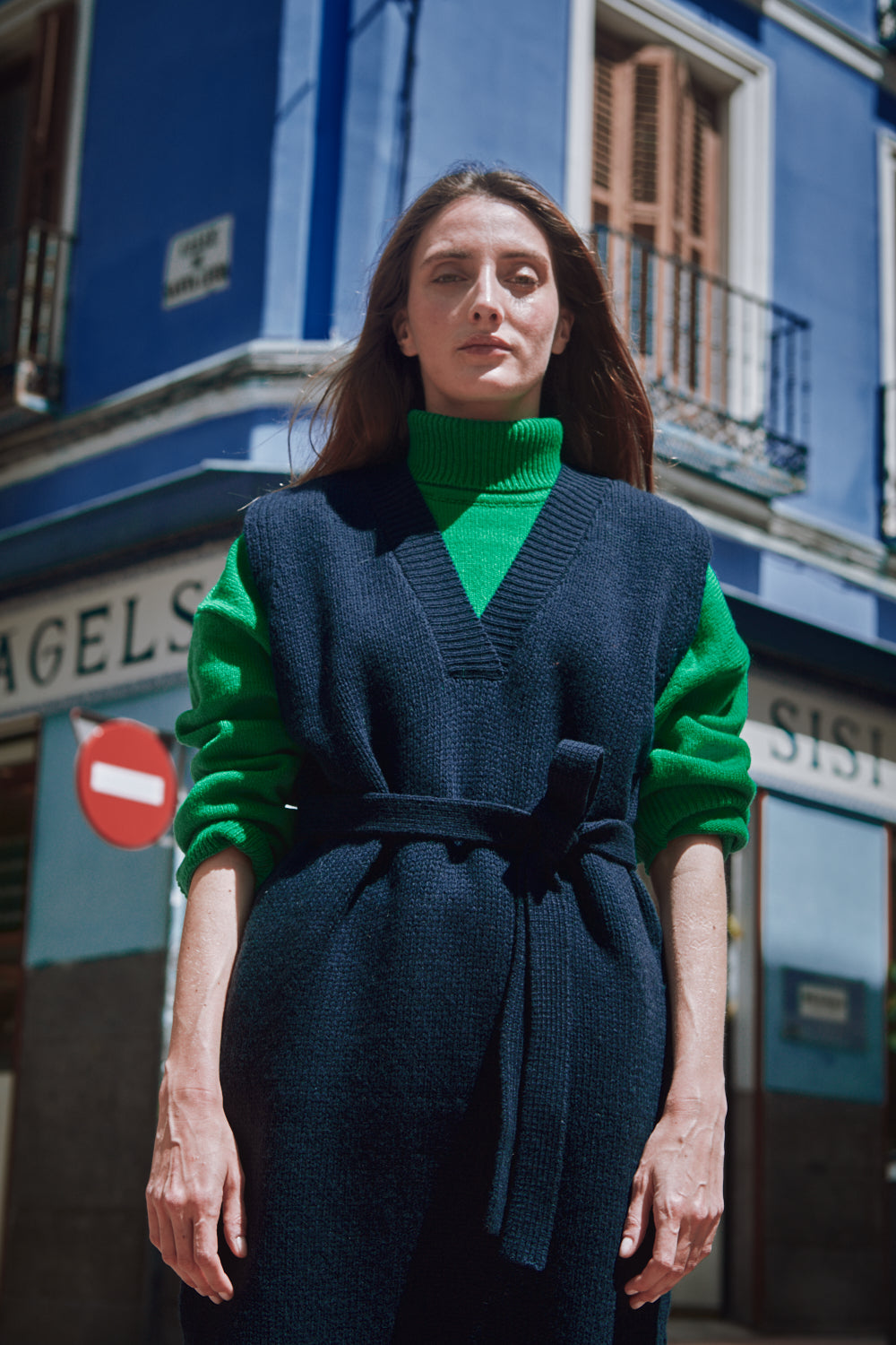 ALICIA Robe col V par Alice Roca x L'Envers Bleu marine L'Envers