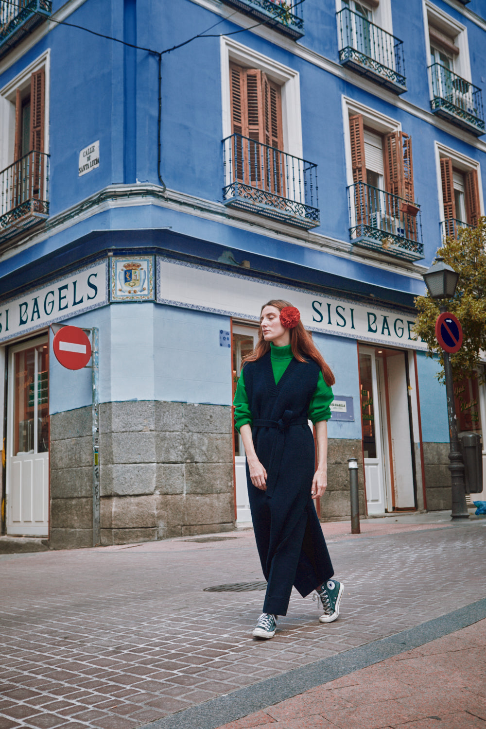 ALICIA Robe col V par Alice Roca x L'Envers - Bleu marine