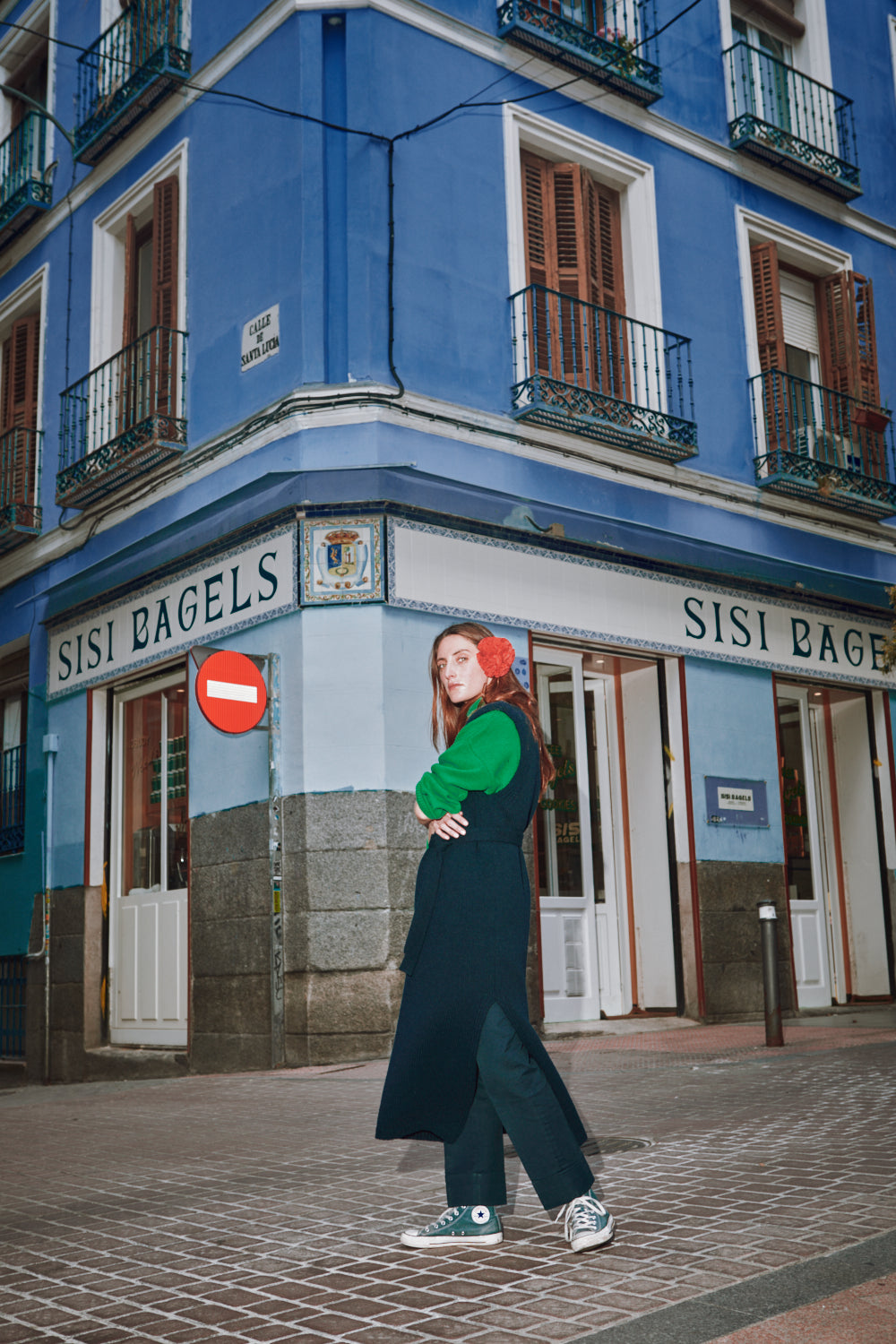 ALICIA Robe col V par Alice Roca x L'Envers - Bleu marine