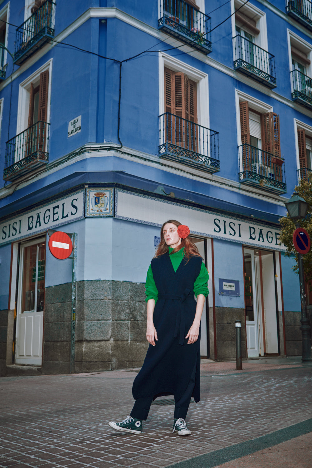 ALICIA Robe col V par Alice Roca x L'Envers - Bleu marine