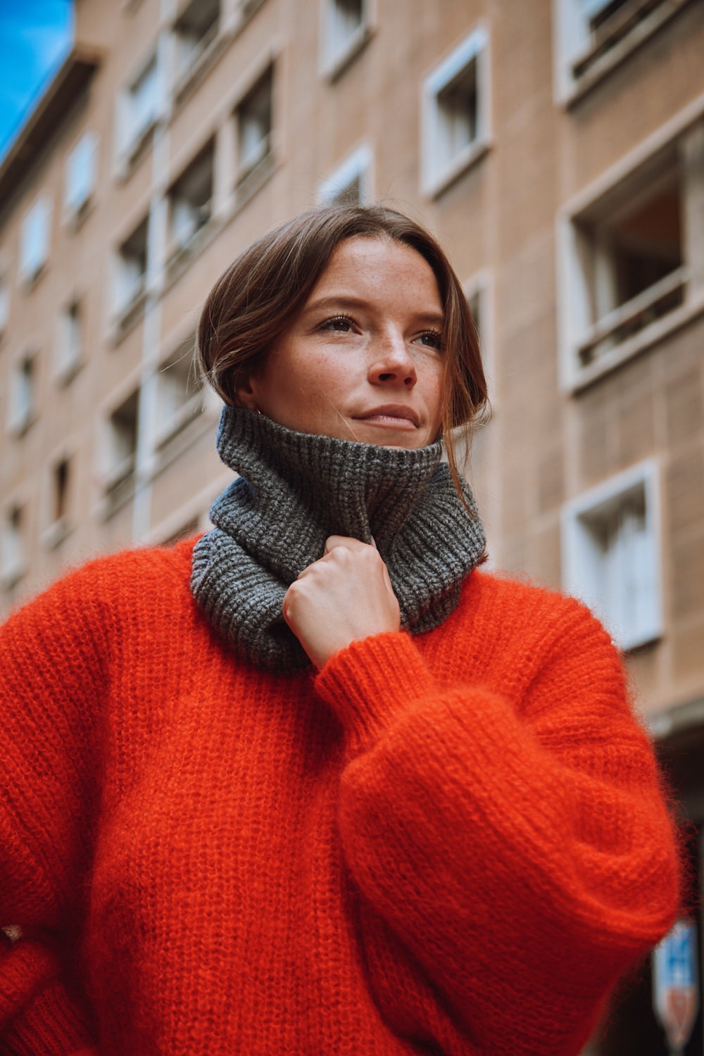 AMANDINE Écharpe en laine mérinos - Gris cendré - Cardigan espagnol en laine mérinos - L'Envers
