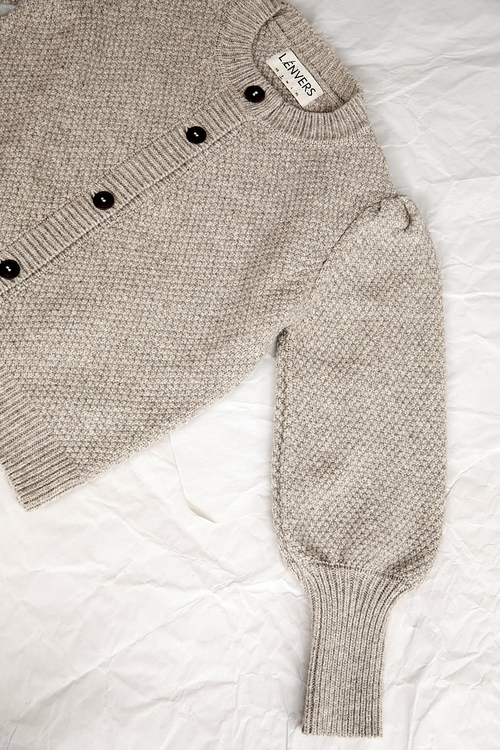 ANAIS Gilet à manches bouffantes en laine mérinos - Beige