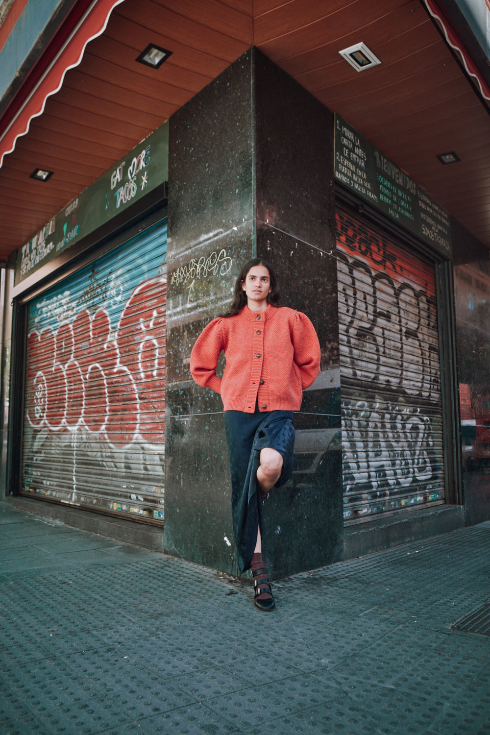 ANAIS Cardigan Manches bouffantes en laine mérinos - Corail