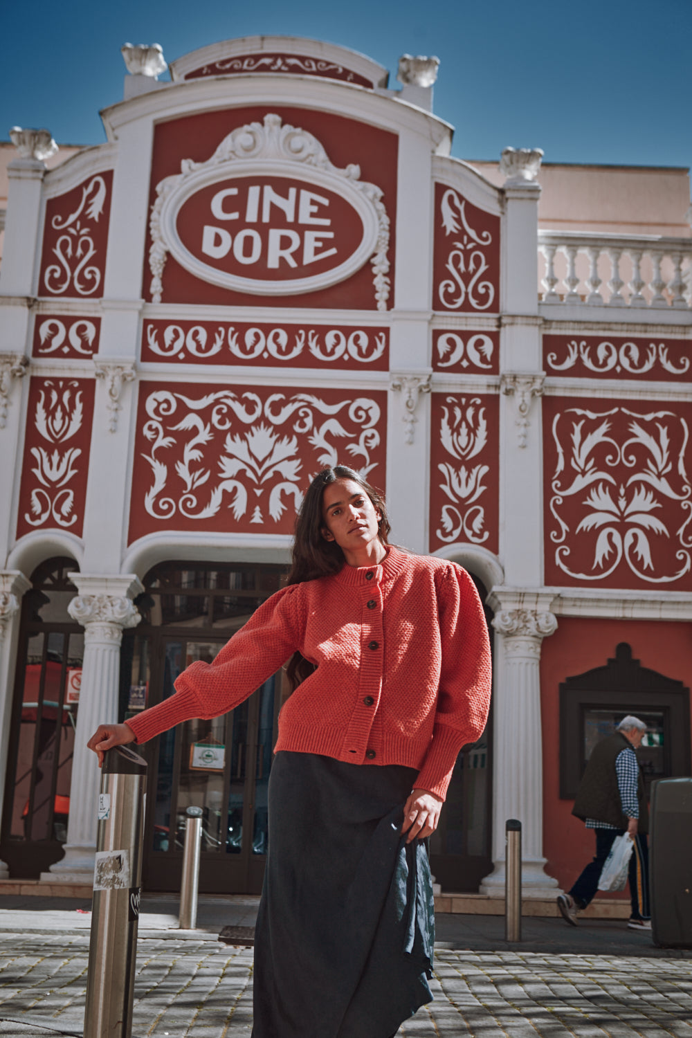 ANAIS Cardigan Manches bouffantes en laine mérinos - Corail