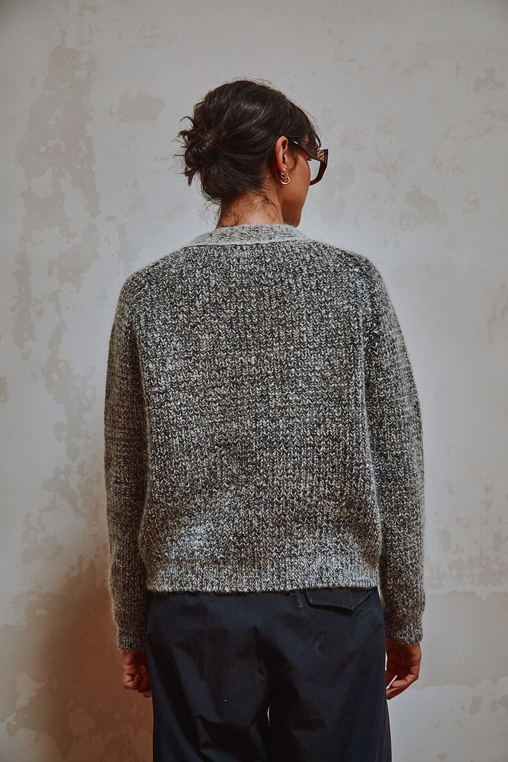 ANNA gilet en bleu chiné - 100% laine mohair sans cruauté - L'Envers