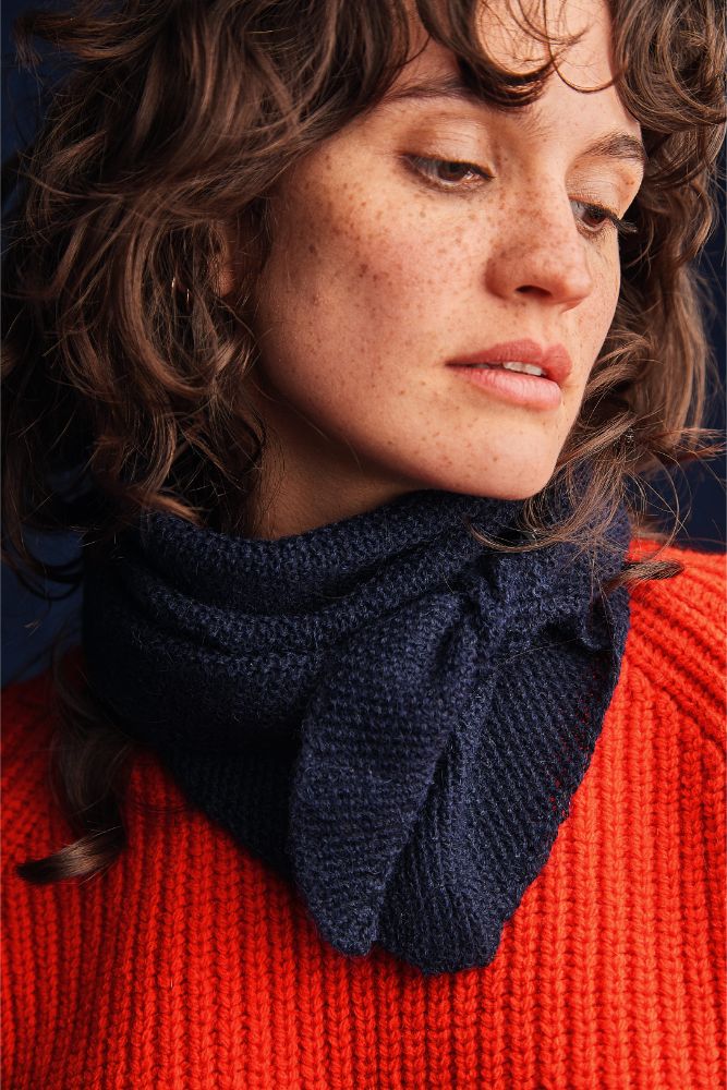 HORTENSE Bandana en laine Alpaga - Bleu marine (Livraison avant Noël)