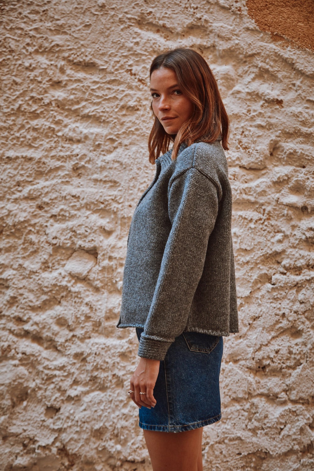 Veste CALAMITY en laine mérinos - Gris cendré - 100% maille durable - L'envers