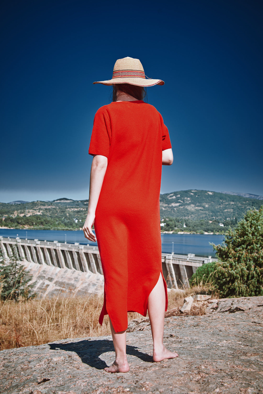 CARLA Robe t-shirt en coton bio - Rouge