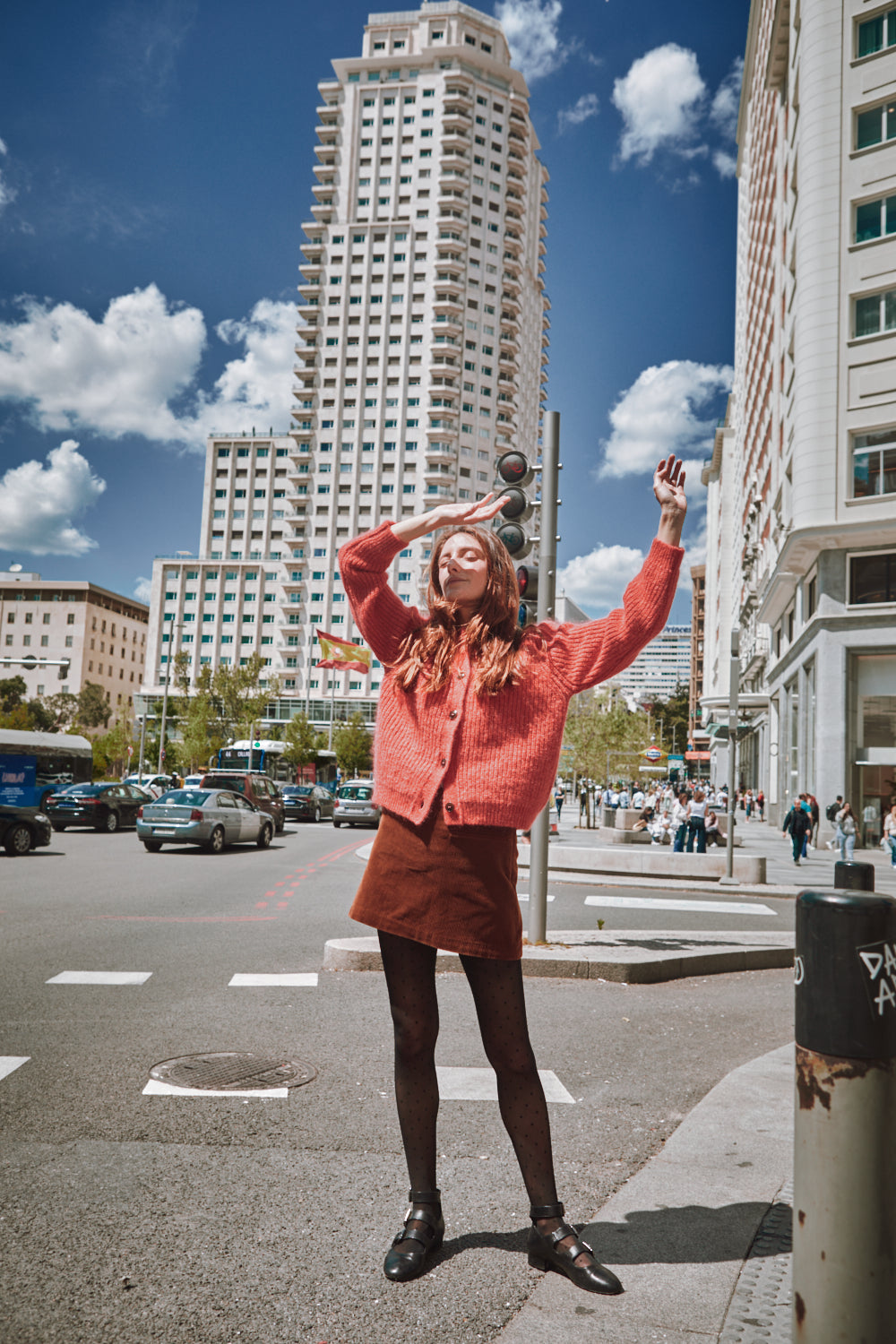 Cardigan à col rond CHARLOTTE en laine mérinos-mohair - Coral