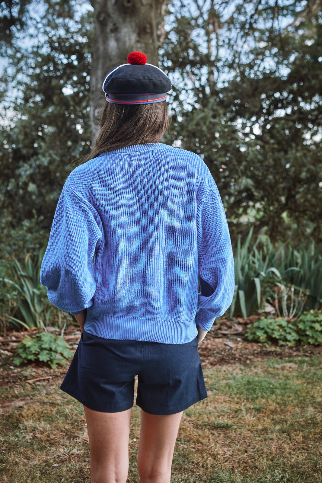 CLEMENTINE Pull à manches chauve-souris en coton biologique - Bleu cyan