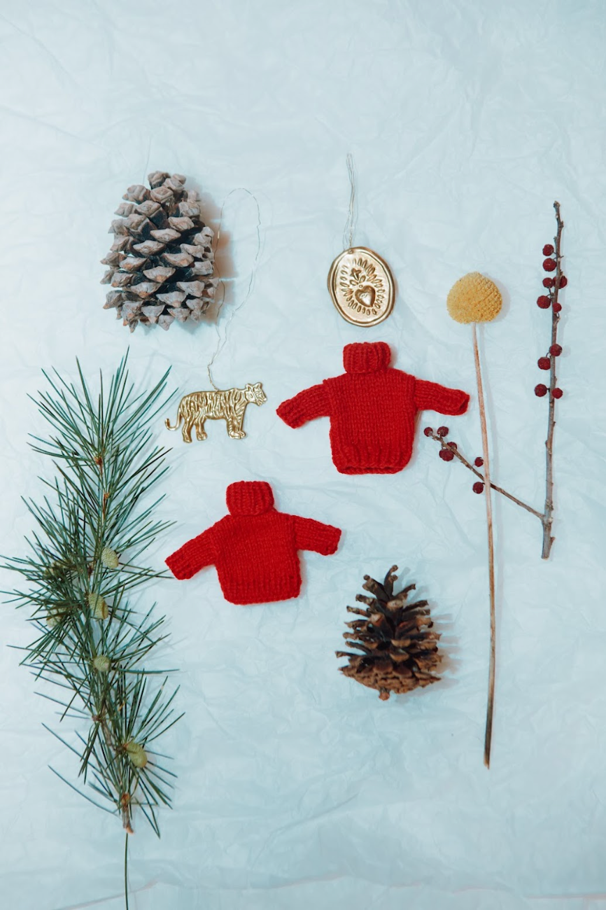 THERESE Mini Pull de Noël en laine mérinos - Rouge