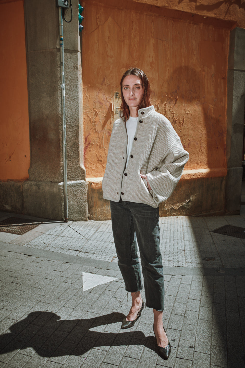 DELPHINE Veste Manches en laine mérinos - Beige