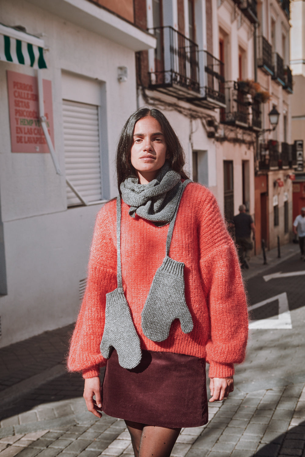 Moufles en laine ELENA - Gris cendré
