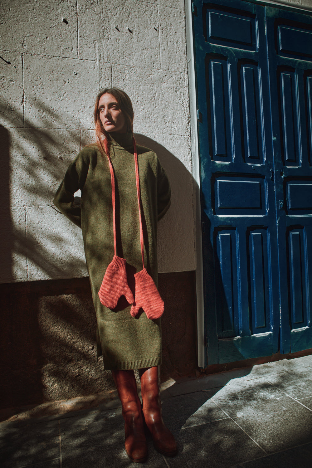 Moufles en laine ELENA - Corail