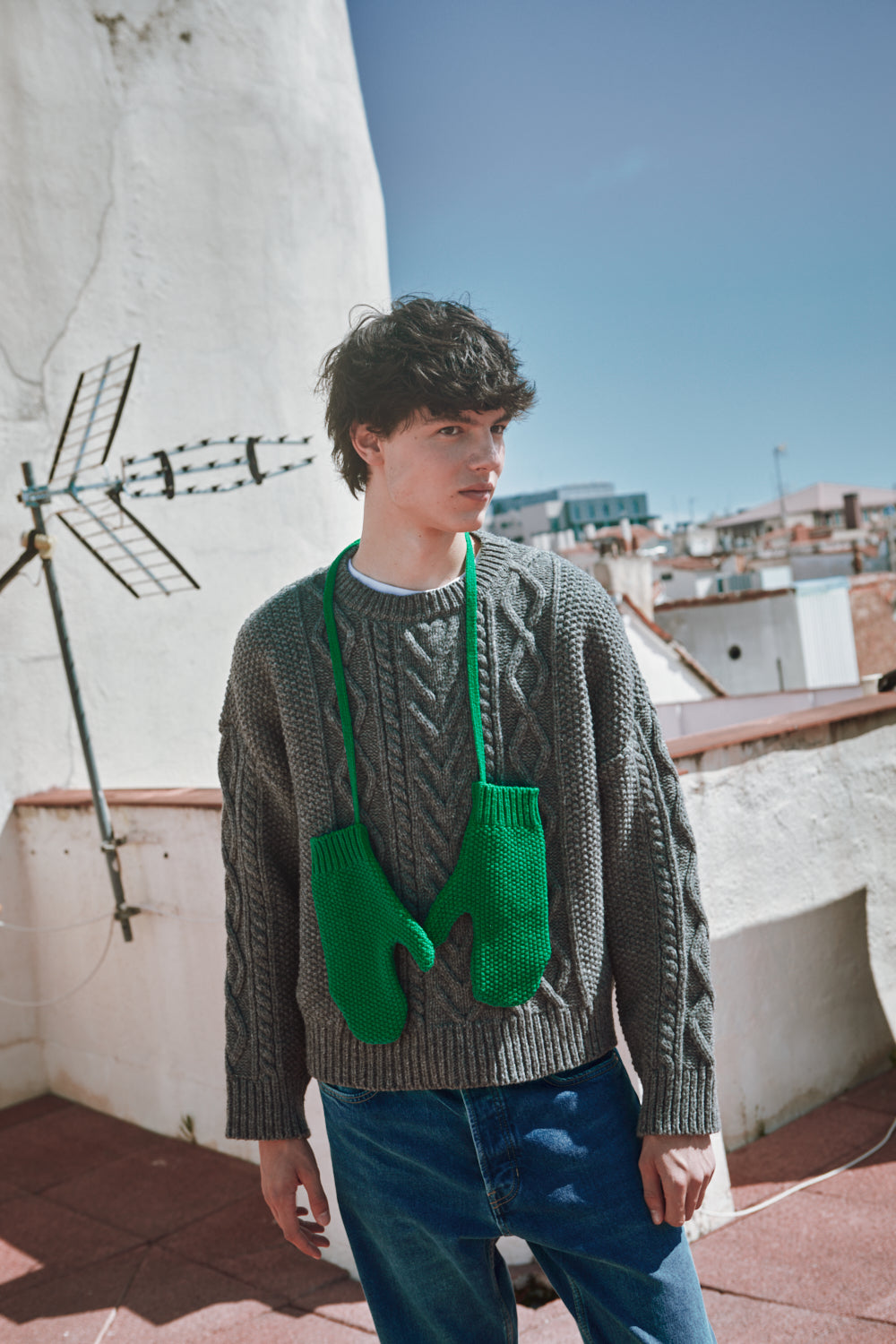 Moufles en laine ELENA - Vert perroquet
