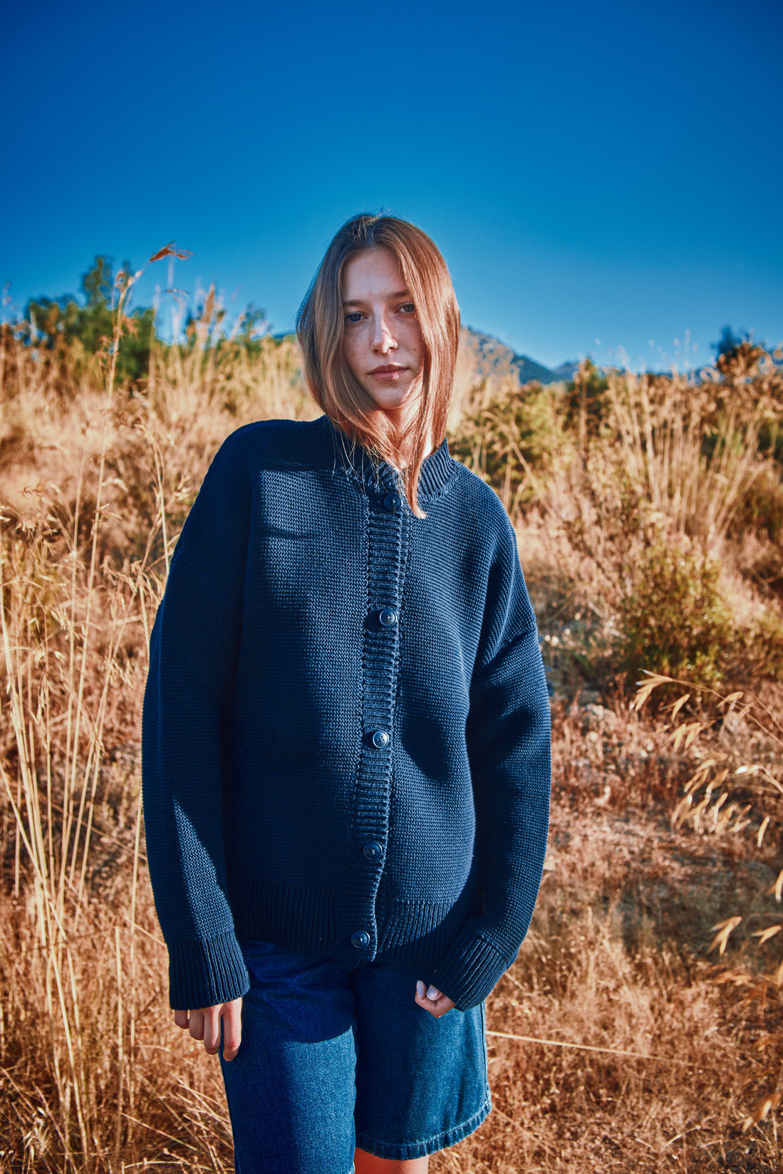 ESTELLE Veste teddy en coton biologique - Bleu marine