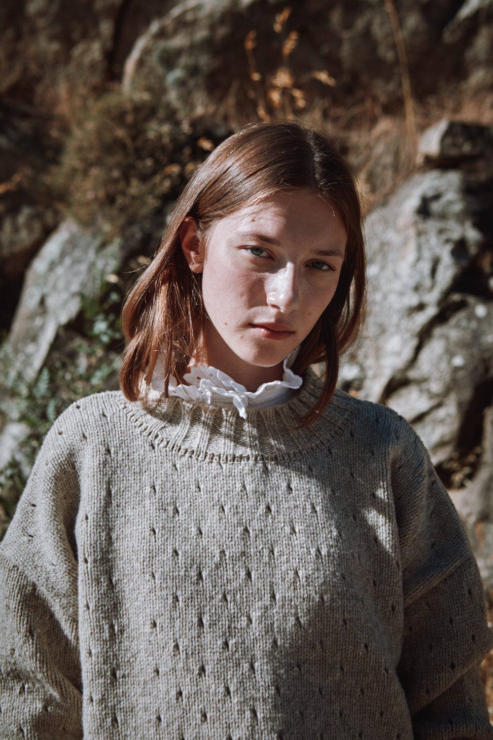 Pull FAUSTINE en laine mérinos à mailles ouvertes - Beige - L'ENVERS