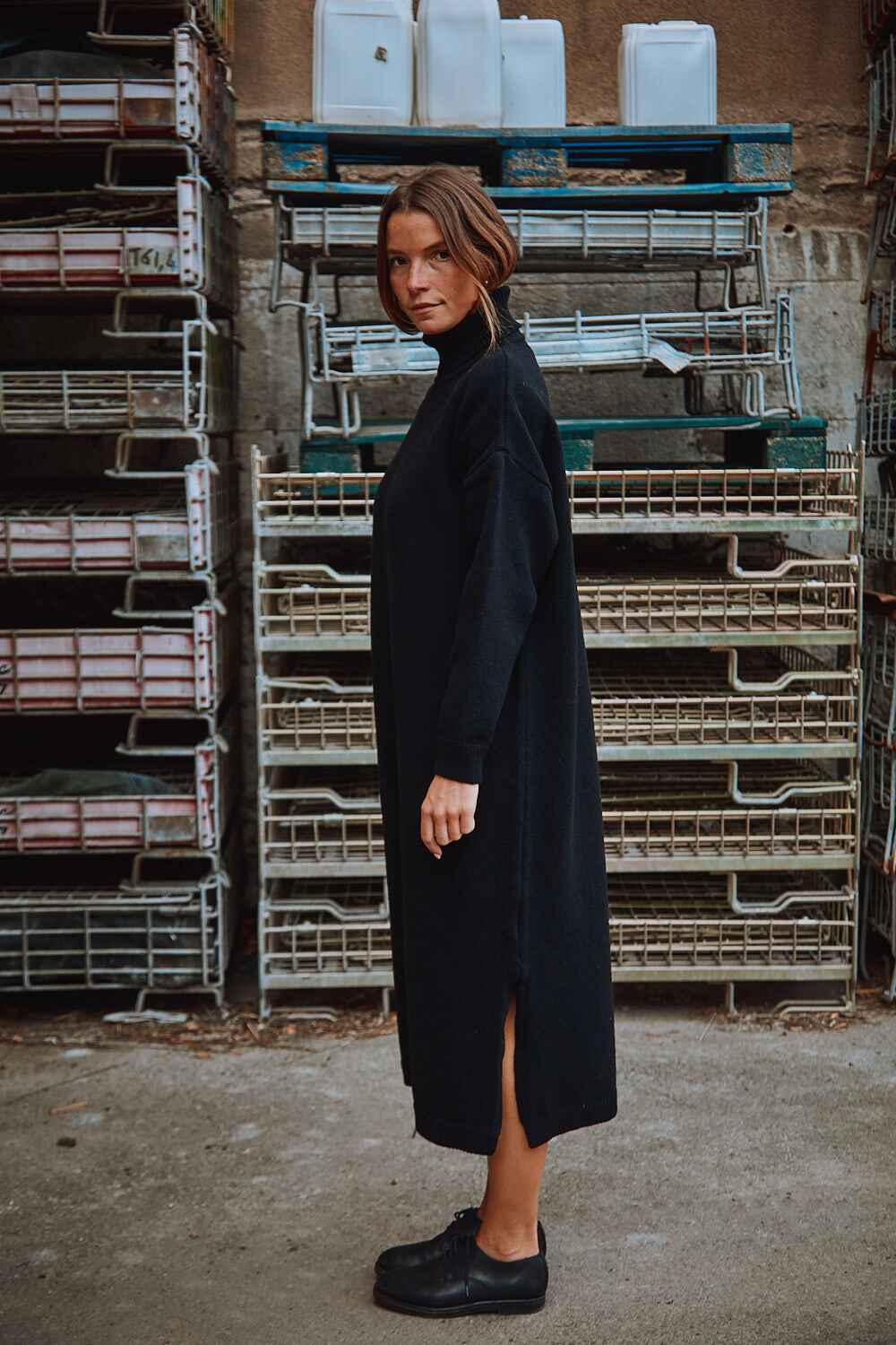 FREYA Robe en laine mérinos, noire - 100% Laine mérinos sans cruauté - L'Envers