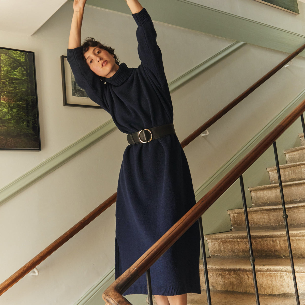 Robe en laine FREYA, Bleu marine 100% Laine mérinos sans