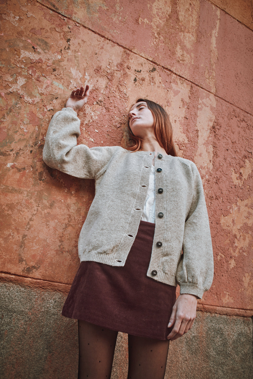 GABY Cardigan Manches en laine mérinos - Beige