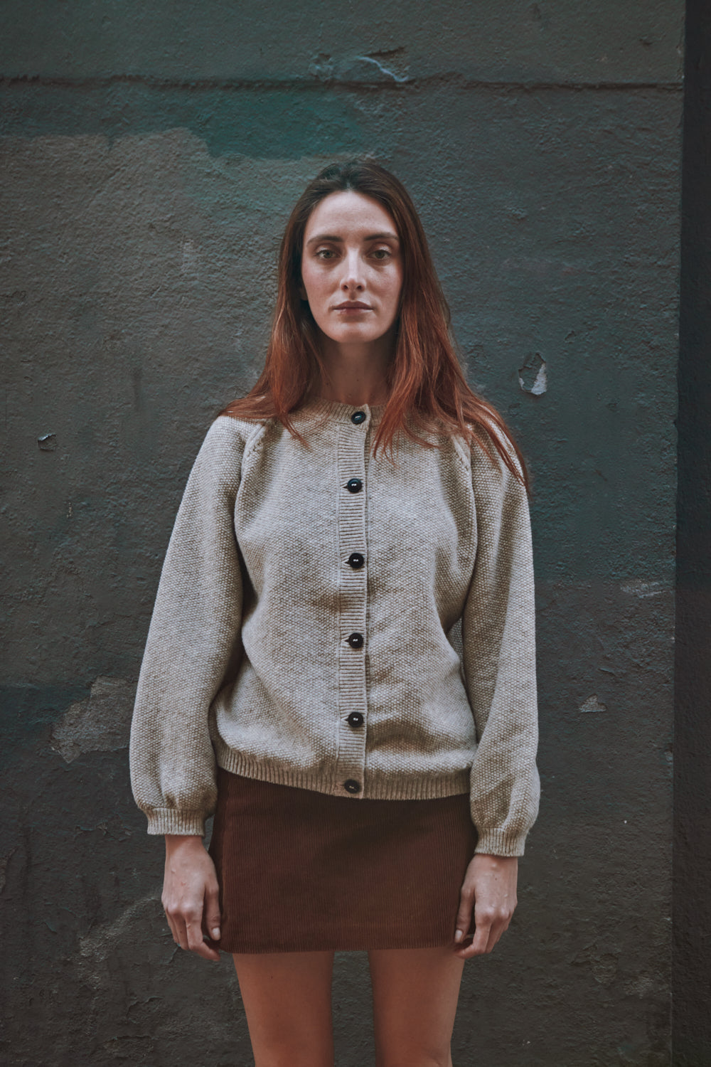 GABY Cardigan Manches en laine mérinos - Beige