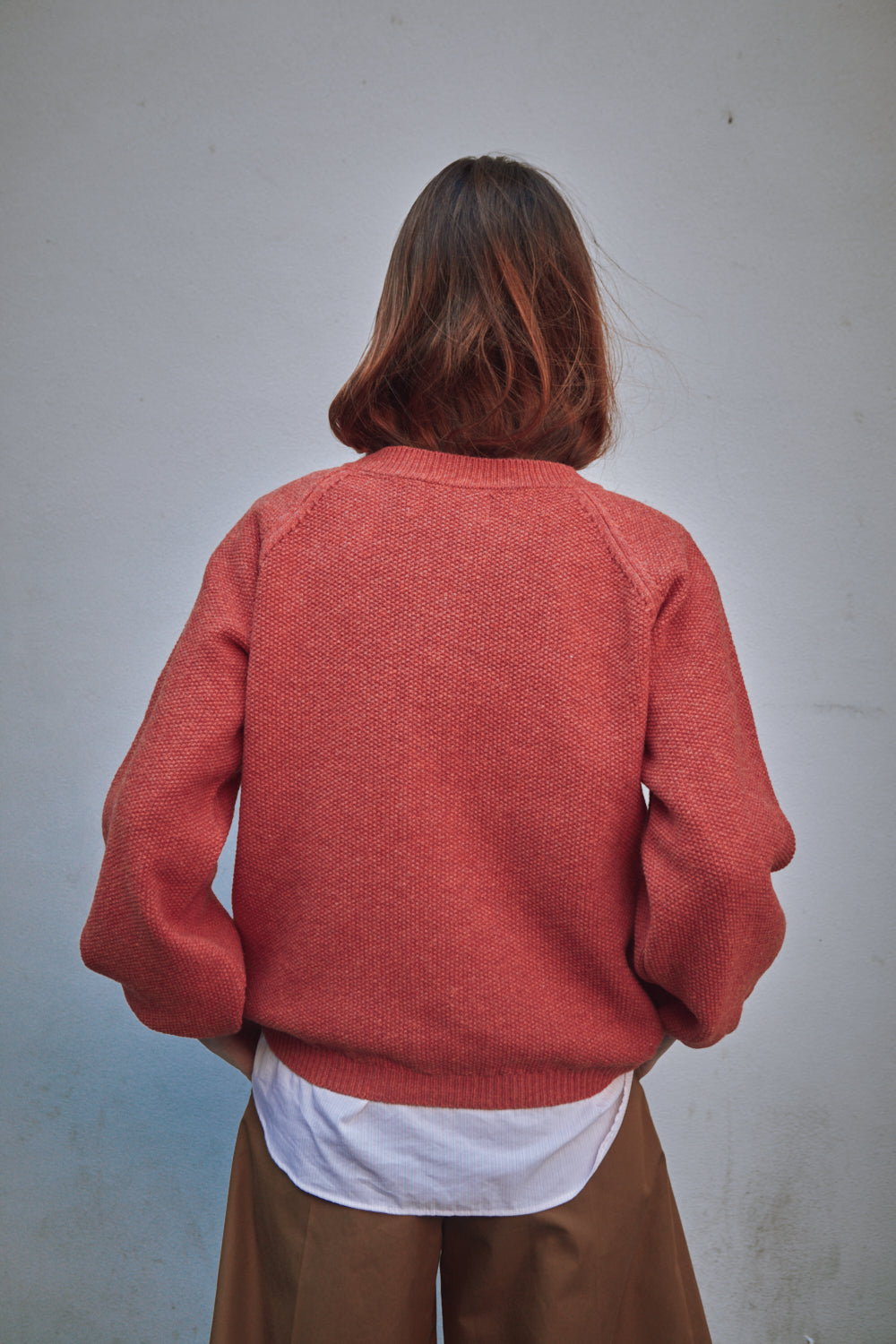 GABY Cardigan Manches en laine mérinos - Corail