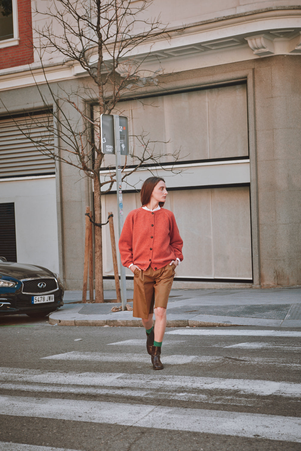 GABY Cardigan Manches en laine mérinos - Corail